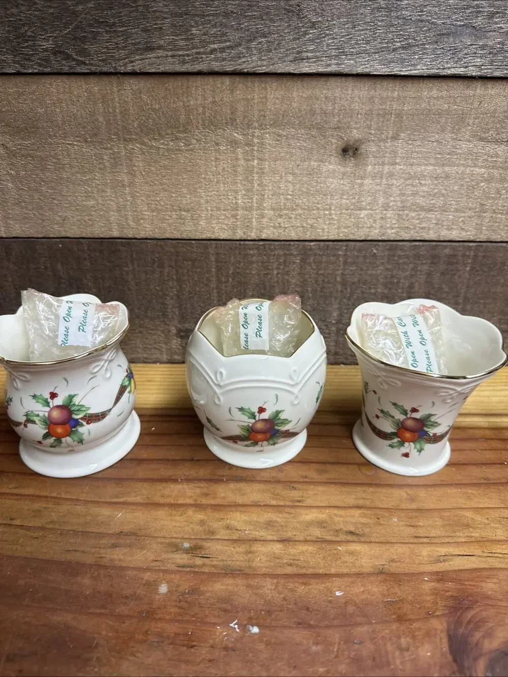 Lenox Holiday Tartan Votives Set of 3 In Box